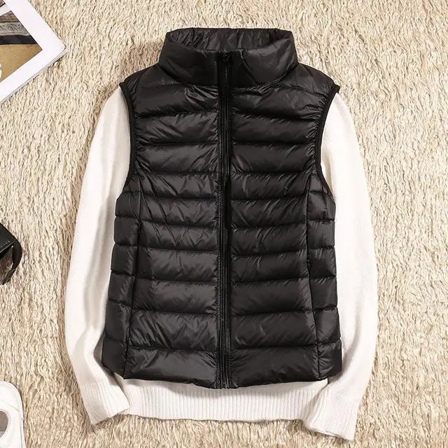 Puffer Gilet - Sleeveless Zip Front Casual Layer