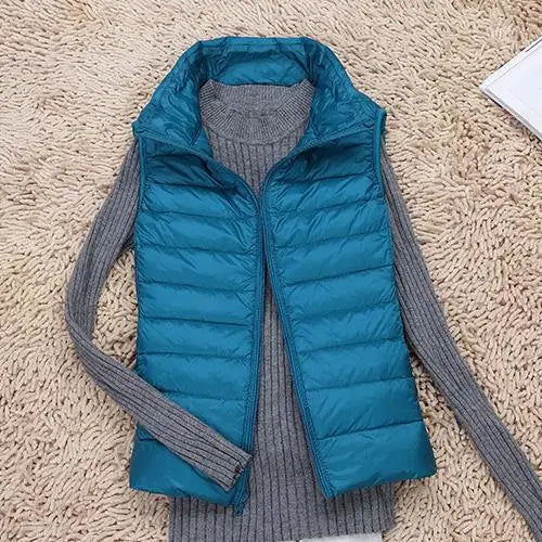 Puffer Gilet - Sleeveless Zip Front Casual Layer