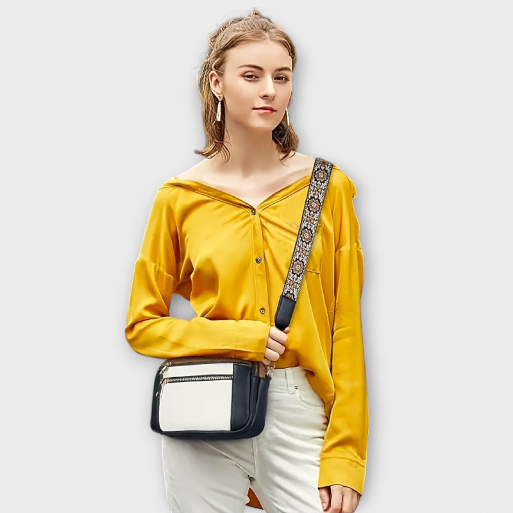 Crossbody Bag - Adjustable Strap with Front Zip Pockets