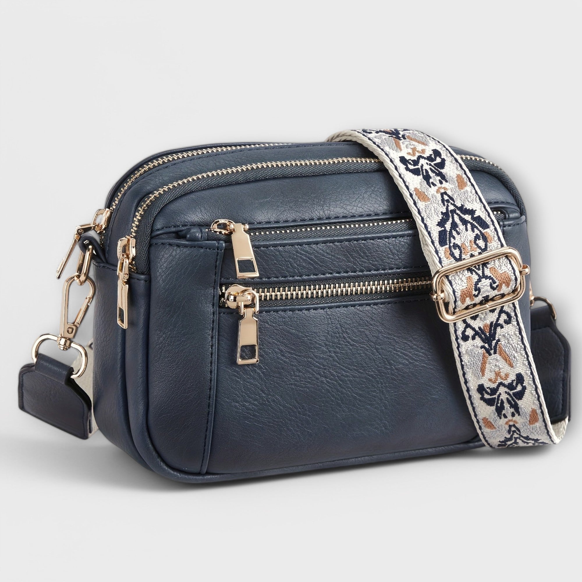 Crossbody Bag - Adjustable Strap with Front Zip Pockets