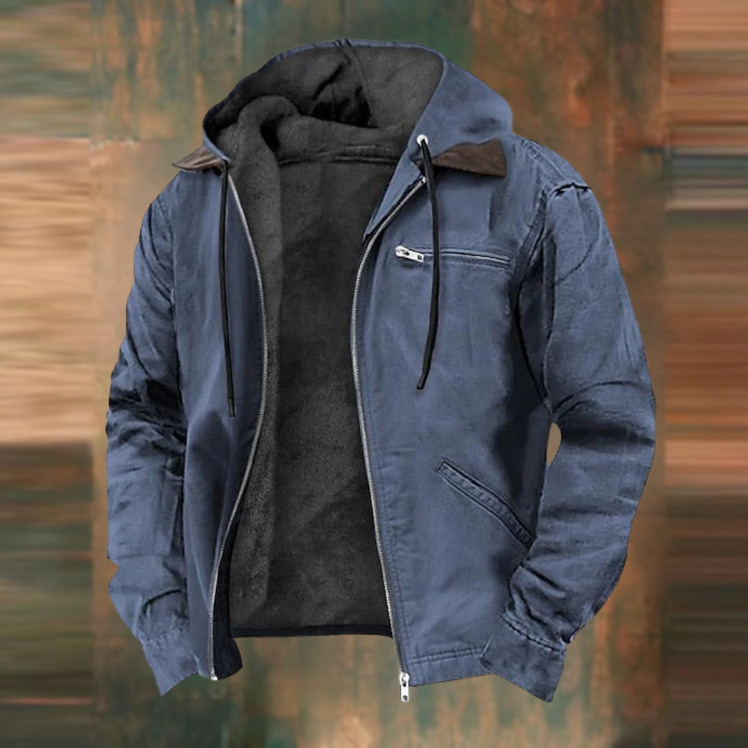 Bomber Hooded Casual Jacket - Zip Front with Multiple Pockets