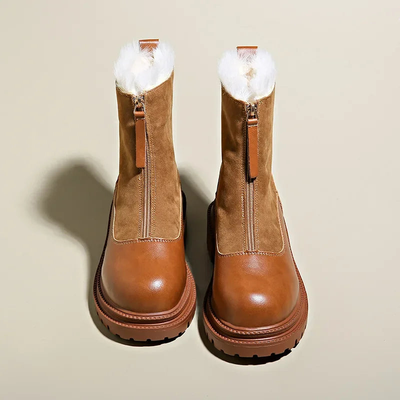 Ankle Boots | Front Zip with Fur Trim
