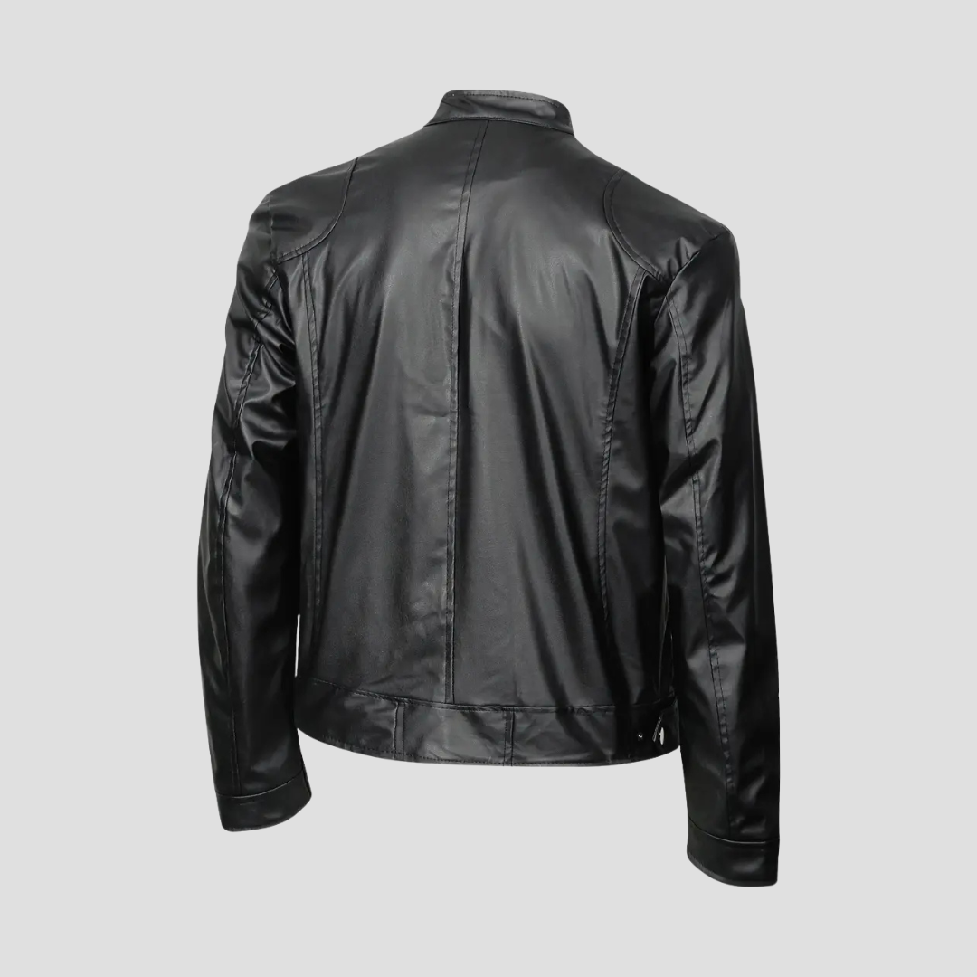 Men’s Biker Jacket | Stand Collar Zip Front For Smart Casual