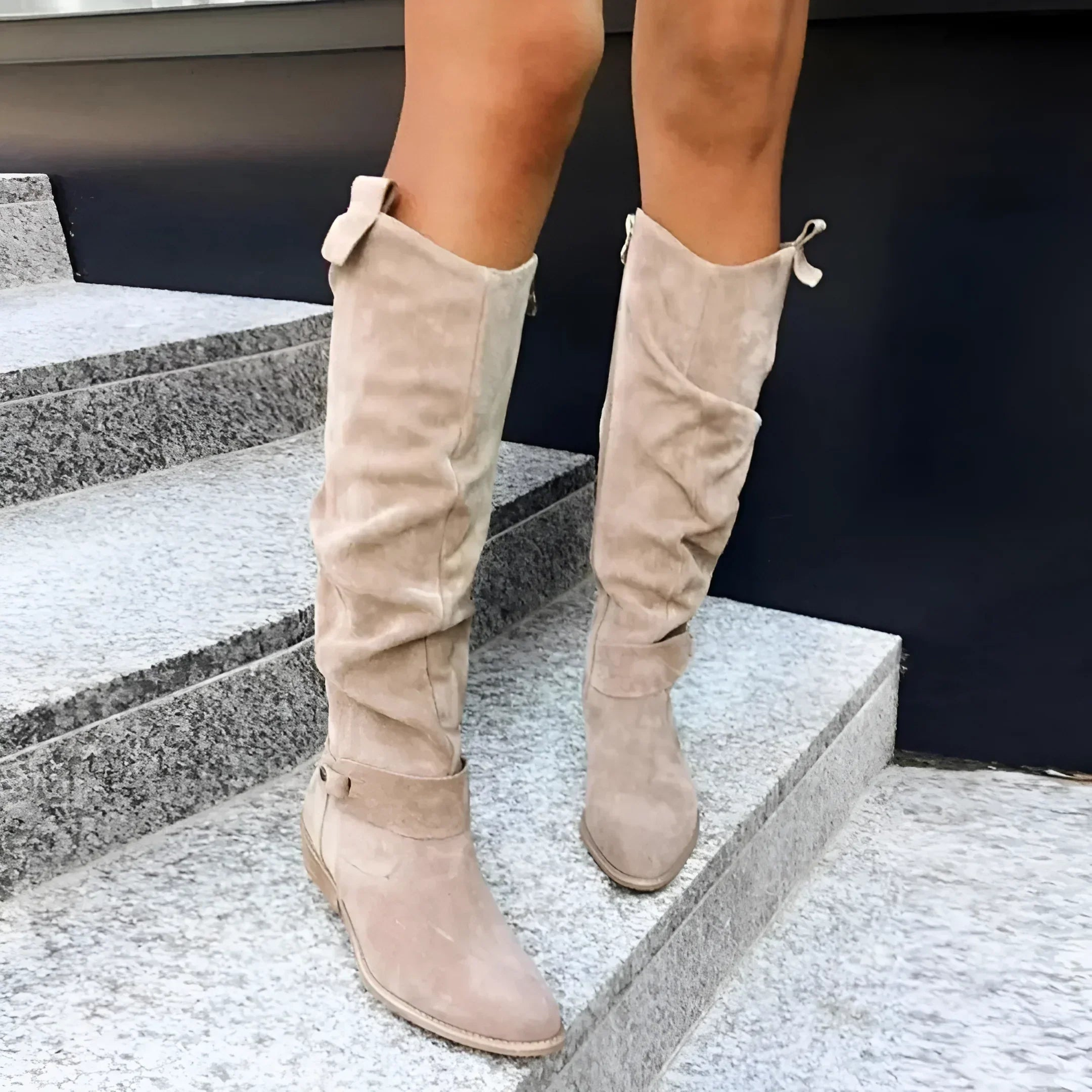 Knee High Boots | Flat Heel with Side Zip