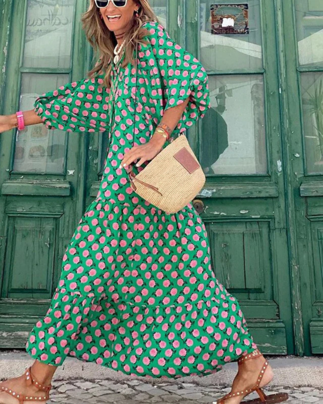 Women's Floral Boho Wrap Maxi Dress