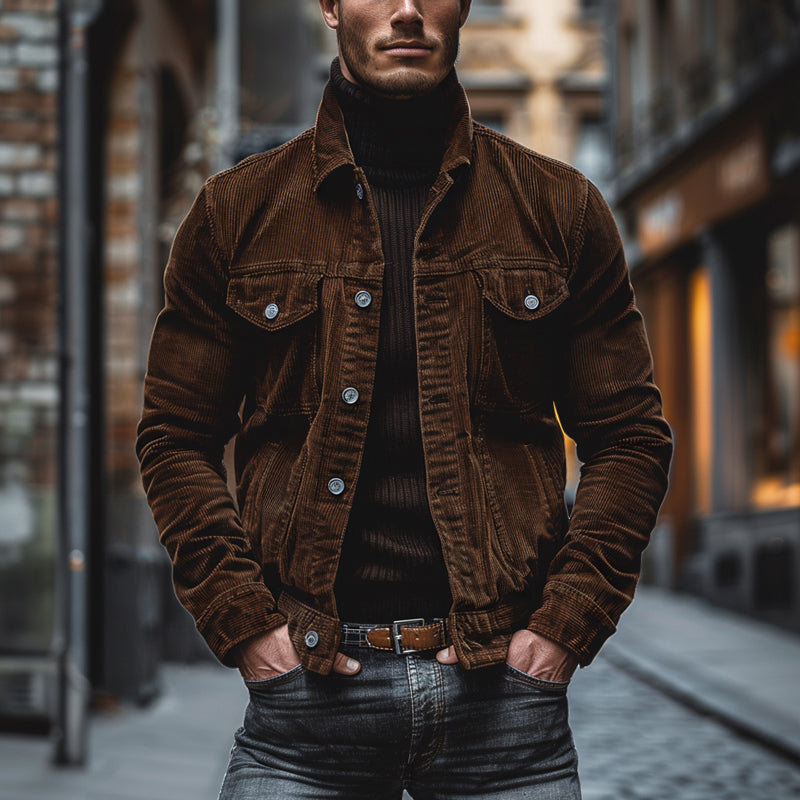 Corduroy Jacket | Button Front Casual Style
