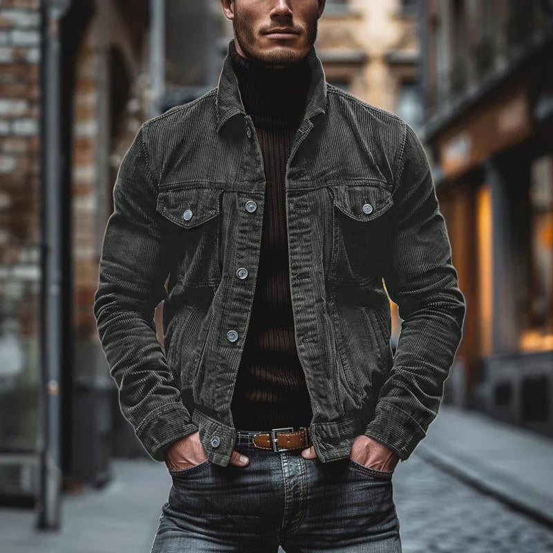Corduroy Jacket | Button Front Casual Style