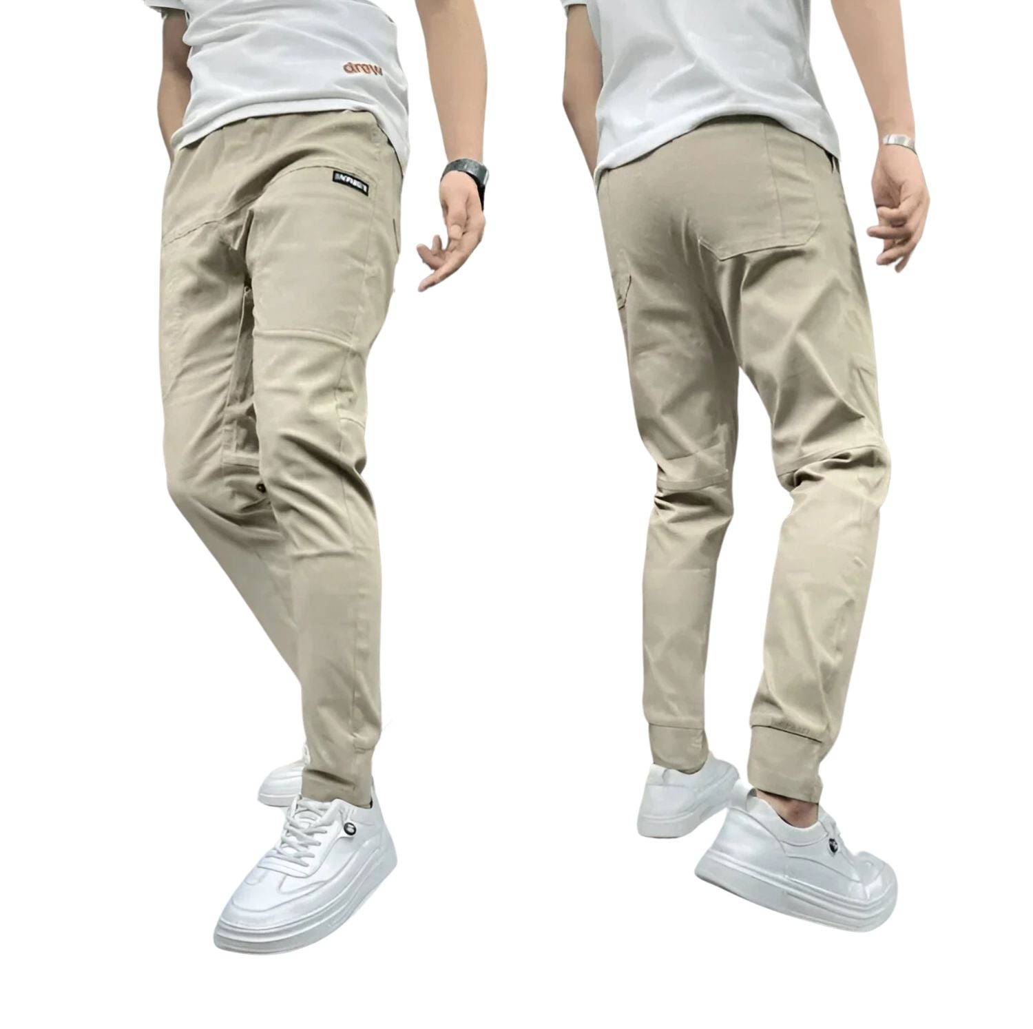 Slim Fit Tapered Work Trousers - Cuffed Ankle Design
