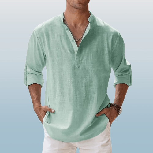 Men’s Casual Long Sleeve V-Neck Shirt