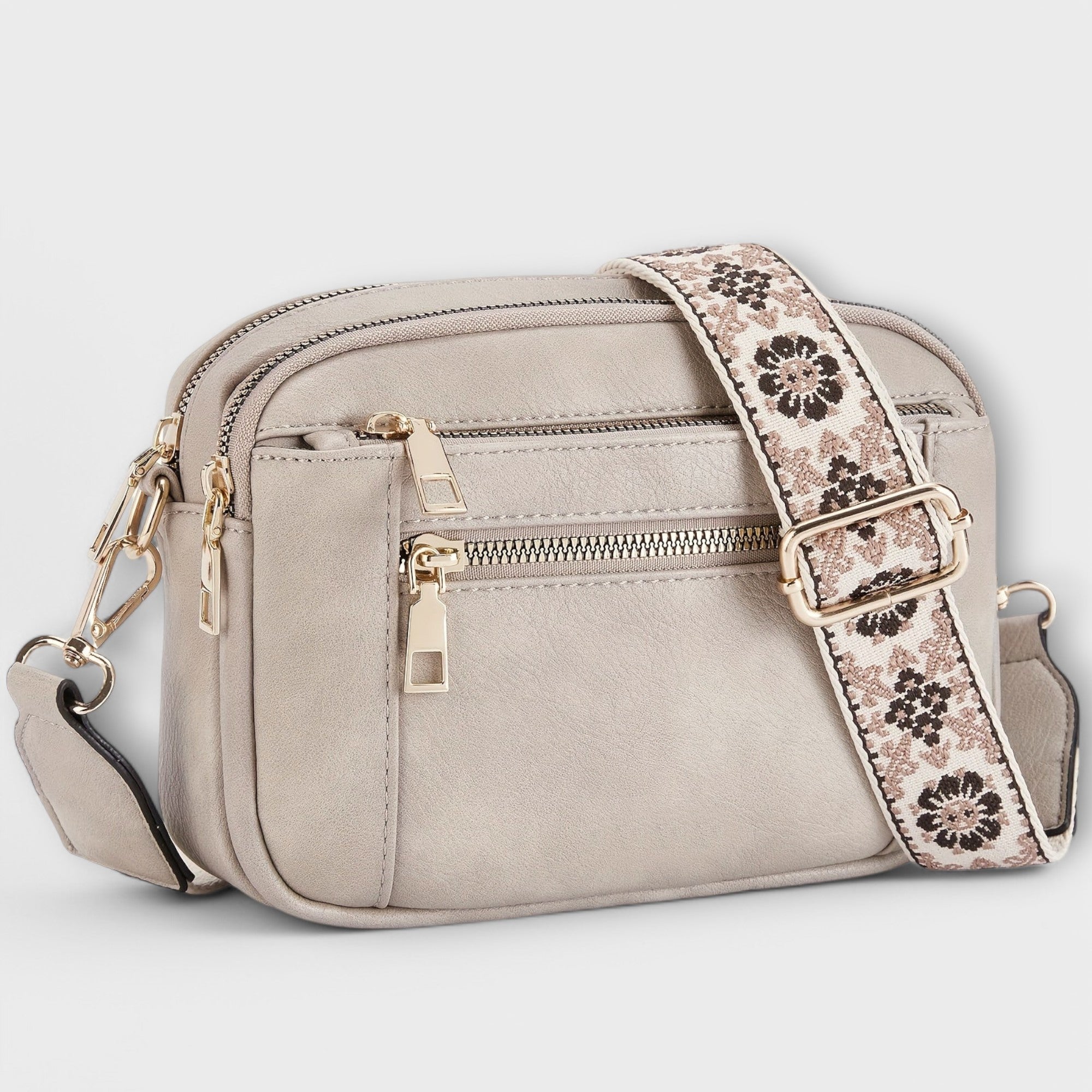 Crossbody Bag - Adjustable Strap with Front Zip Pockets