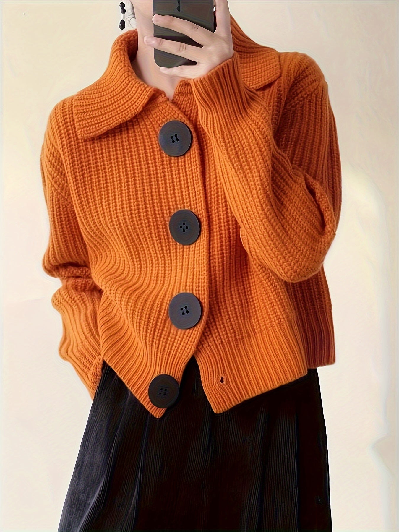 Cardigan | Oversized Fit with Large Button Detail