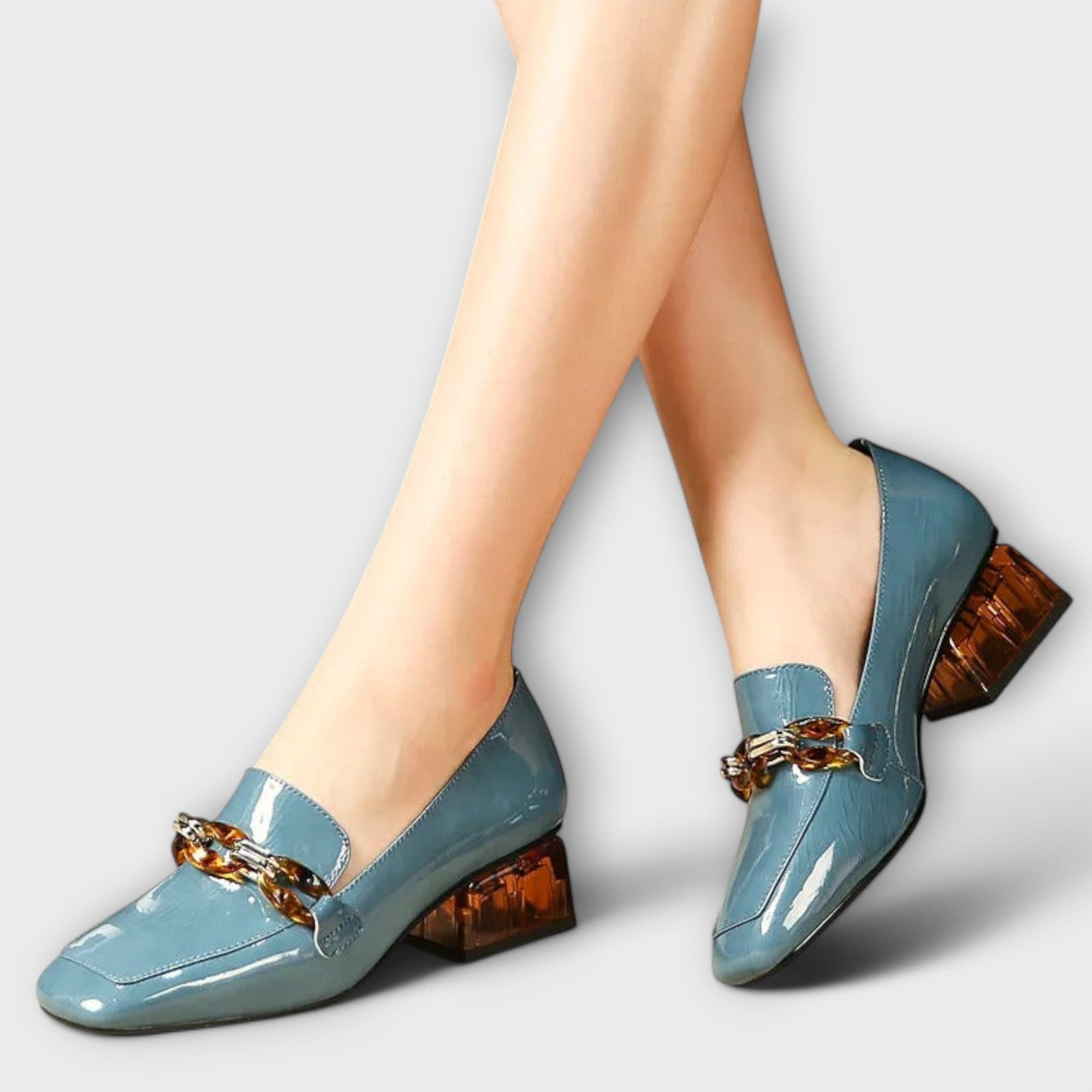 Loafers - Block Heel Slip On Shoes