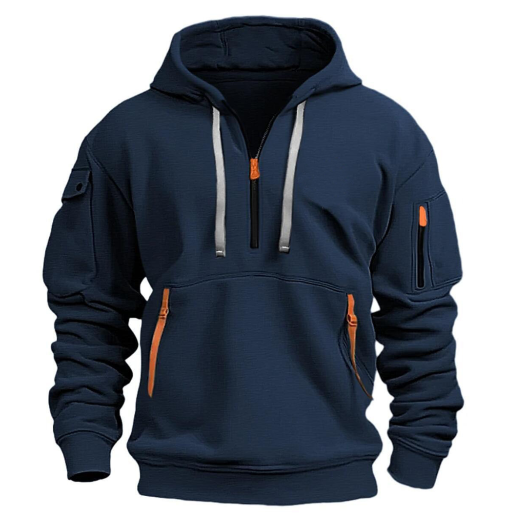 Pullover Hoodie - Half Zip with Multiple Pockets