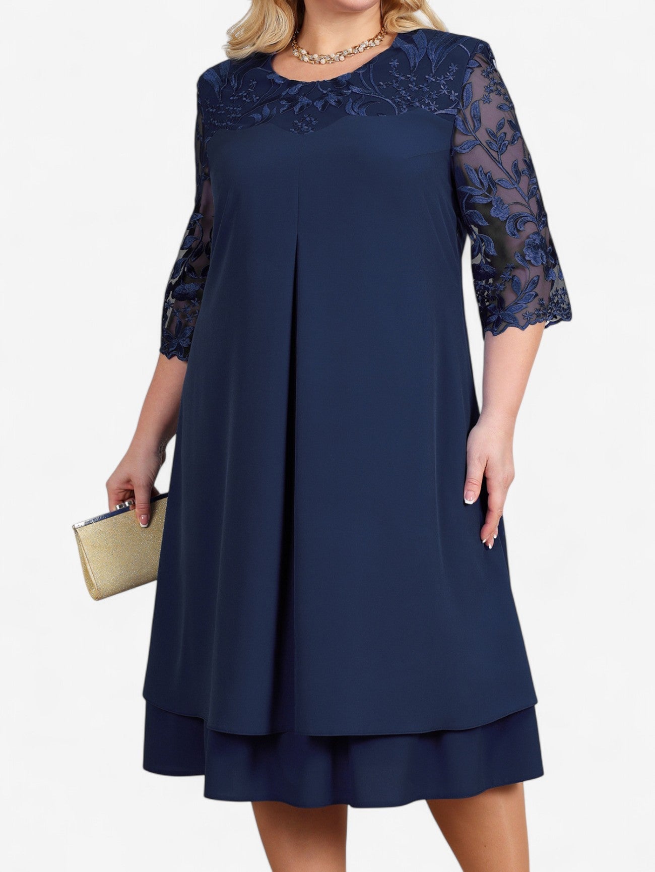 Women’s Elegant Lace Wedding Guest Midi Dress