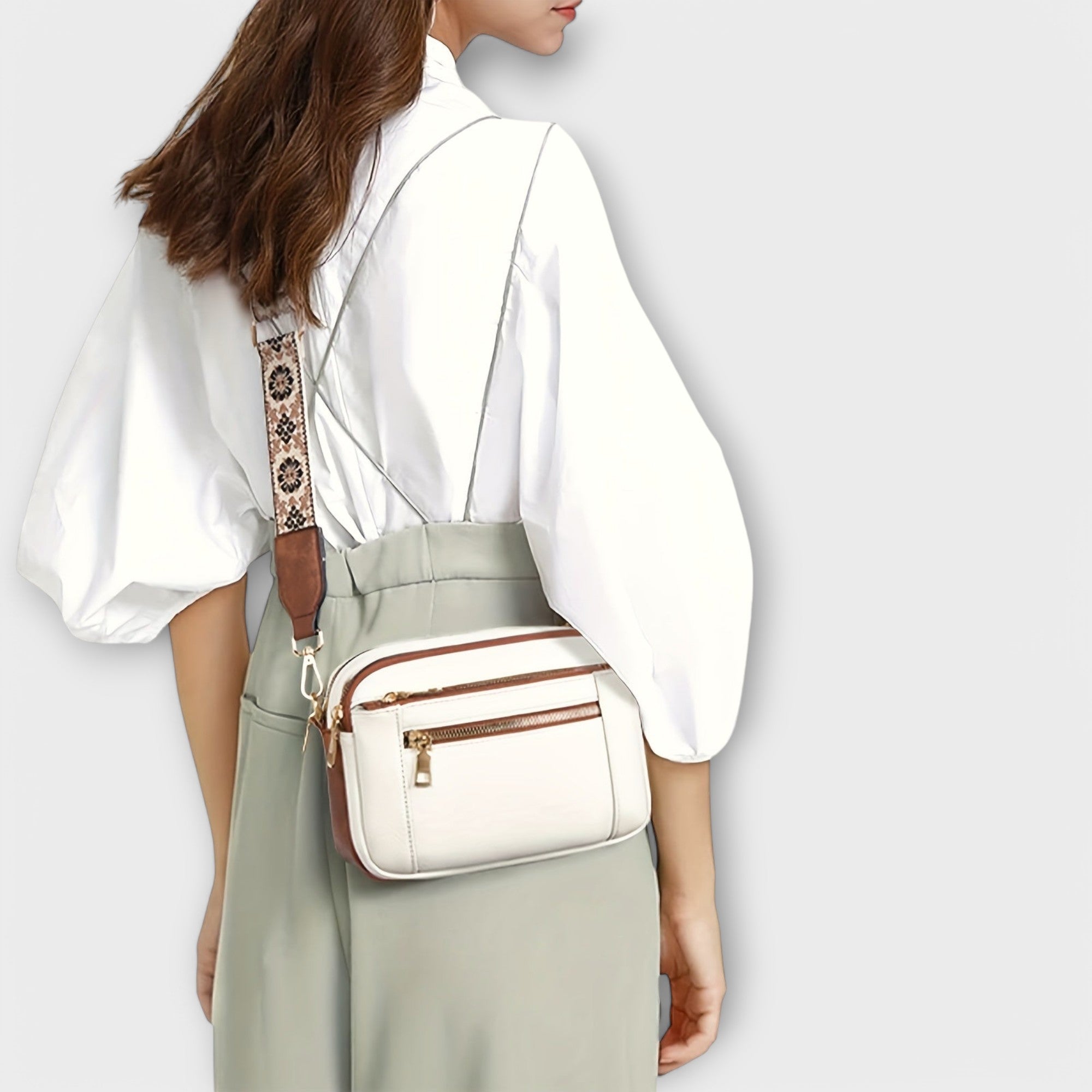 Crossbody Bag - Adjustable Strap with Front Zip Pockets