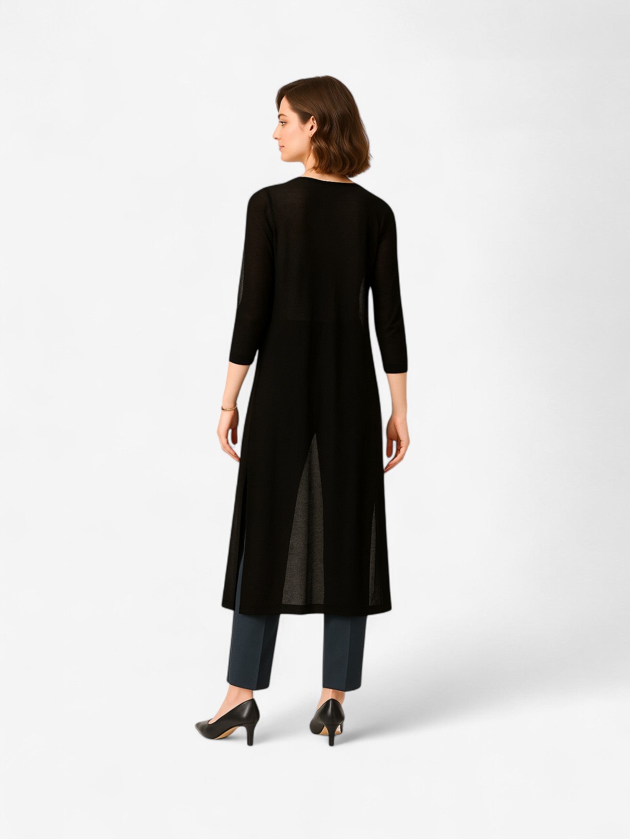 Women's Long Open Front Knitted Cardigan Vest