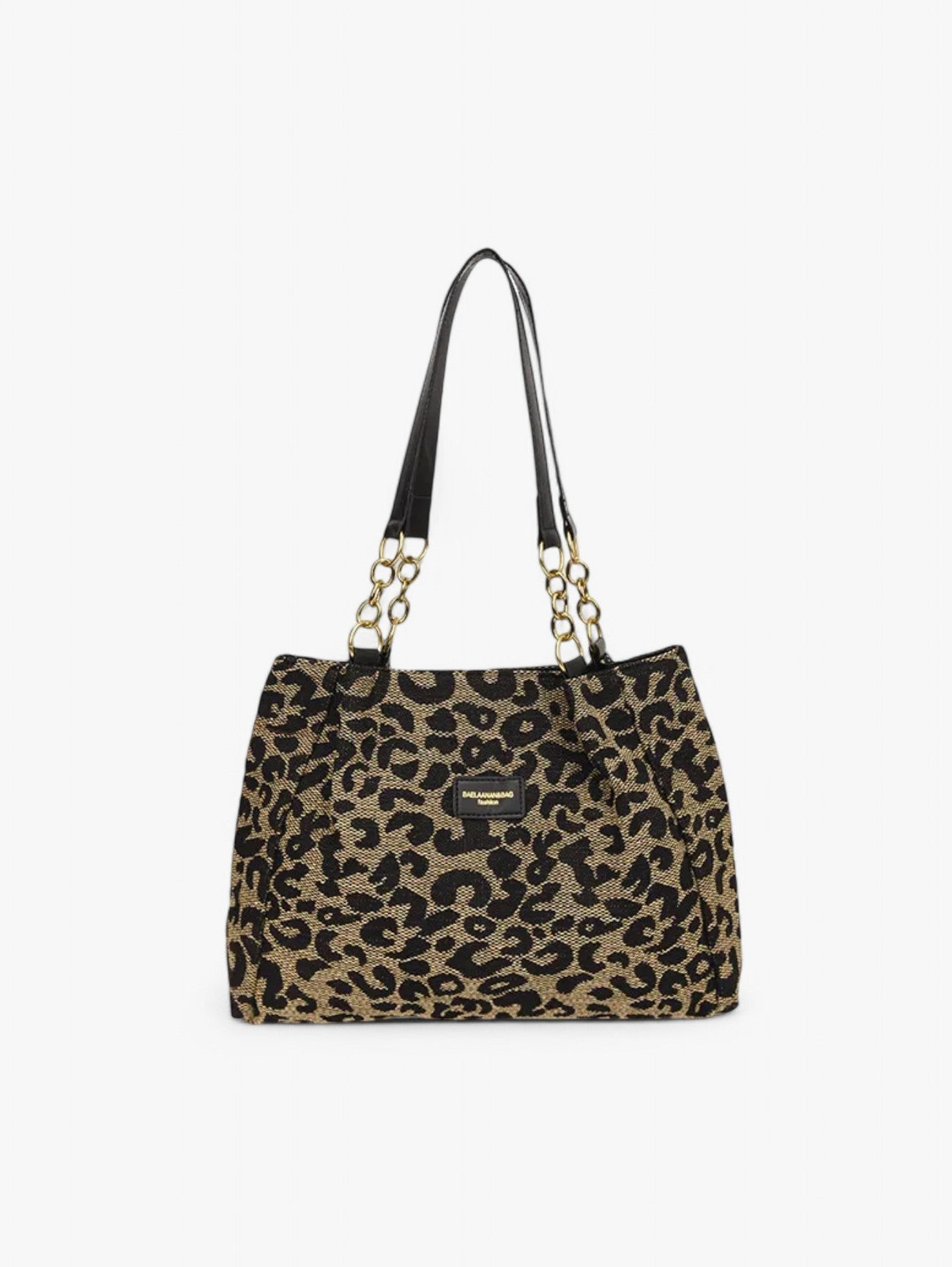 Women's Leopard Print Shoulder Bag Tote Bag Gold Chain Details
