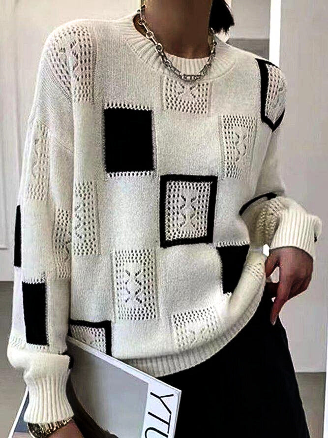 Knit Jumper | Relaxed Fit with Patchwork Pattern