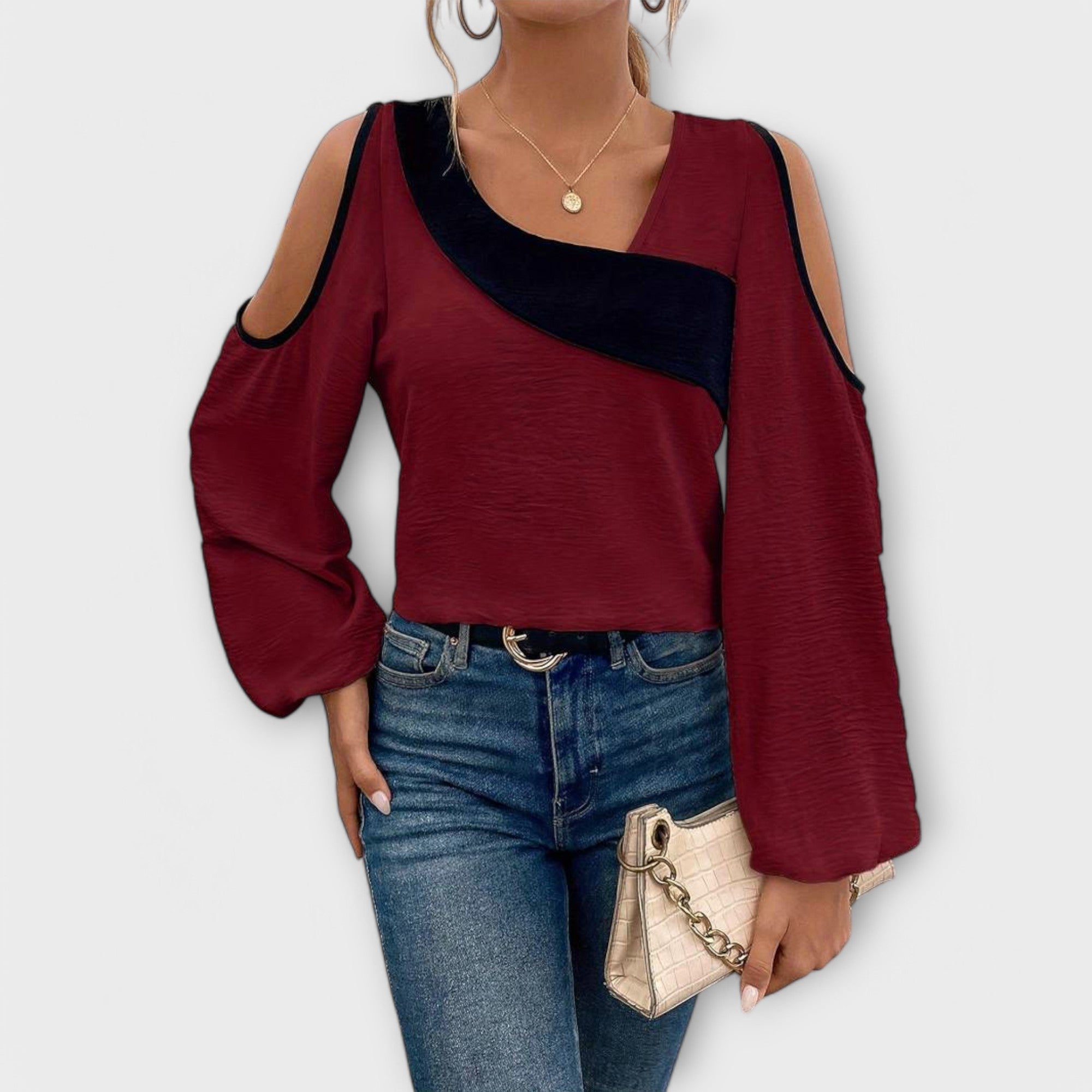 Long Sleeve Blouse | Cold Shoulder Design