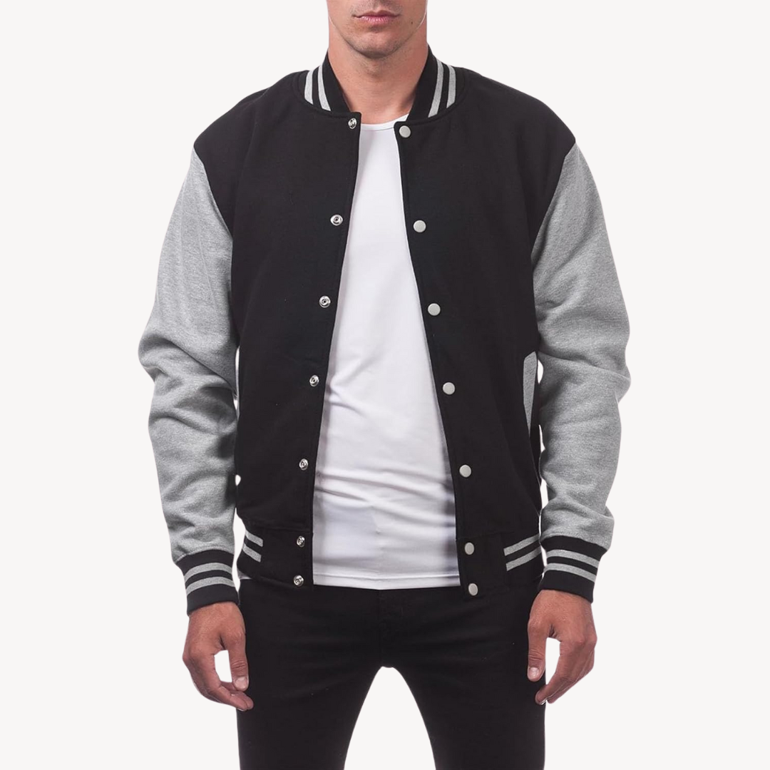 Varsity Jacket - Snap Front with Ribbed Trim