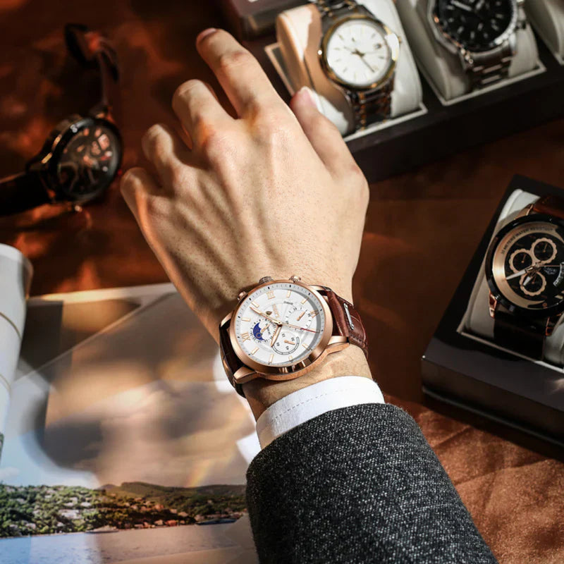 Chronograph Dress Watch | Roman Dial with Moon phase Display