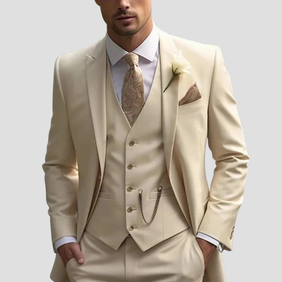 Men’s Suit Waistcoat And Trousers | Three Piece Slim Fit Formal Set With Blazer