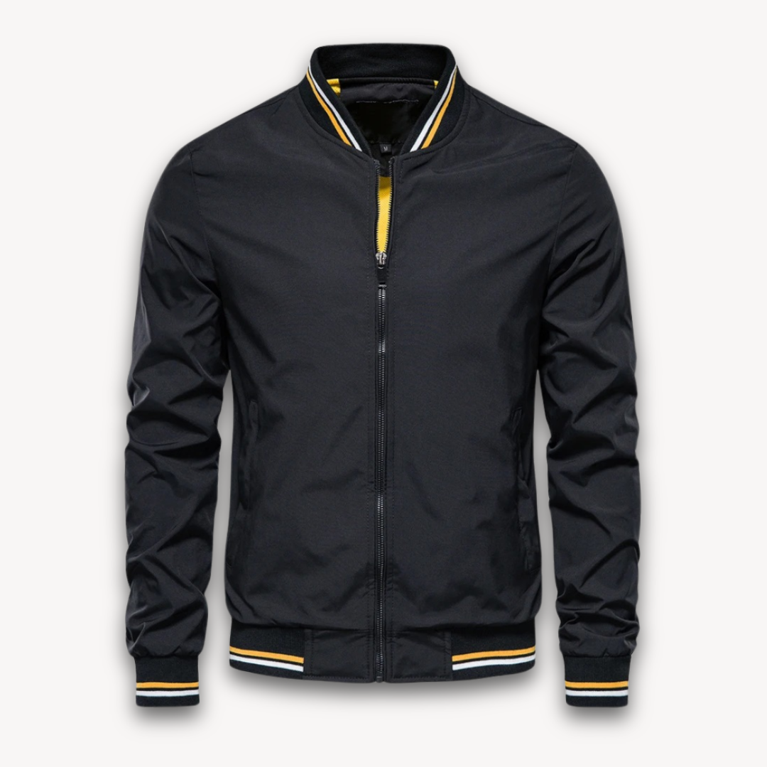 Bomber Jacket - Ribbed Trim with Zip Front