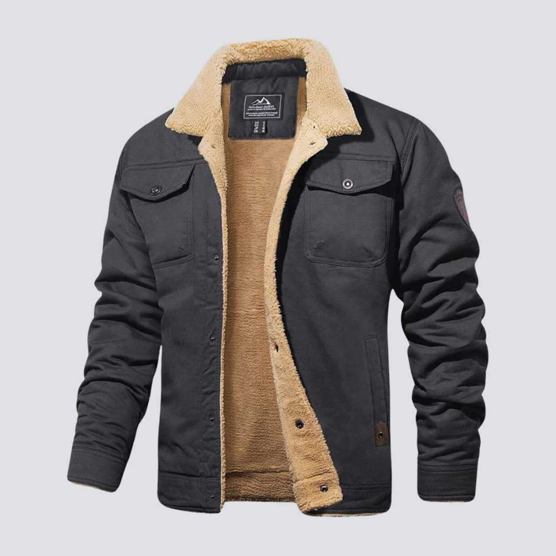 Bomber Collar Jacket - Button Front Casual Style