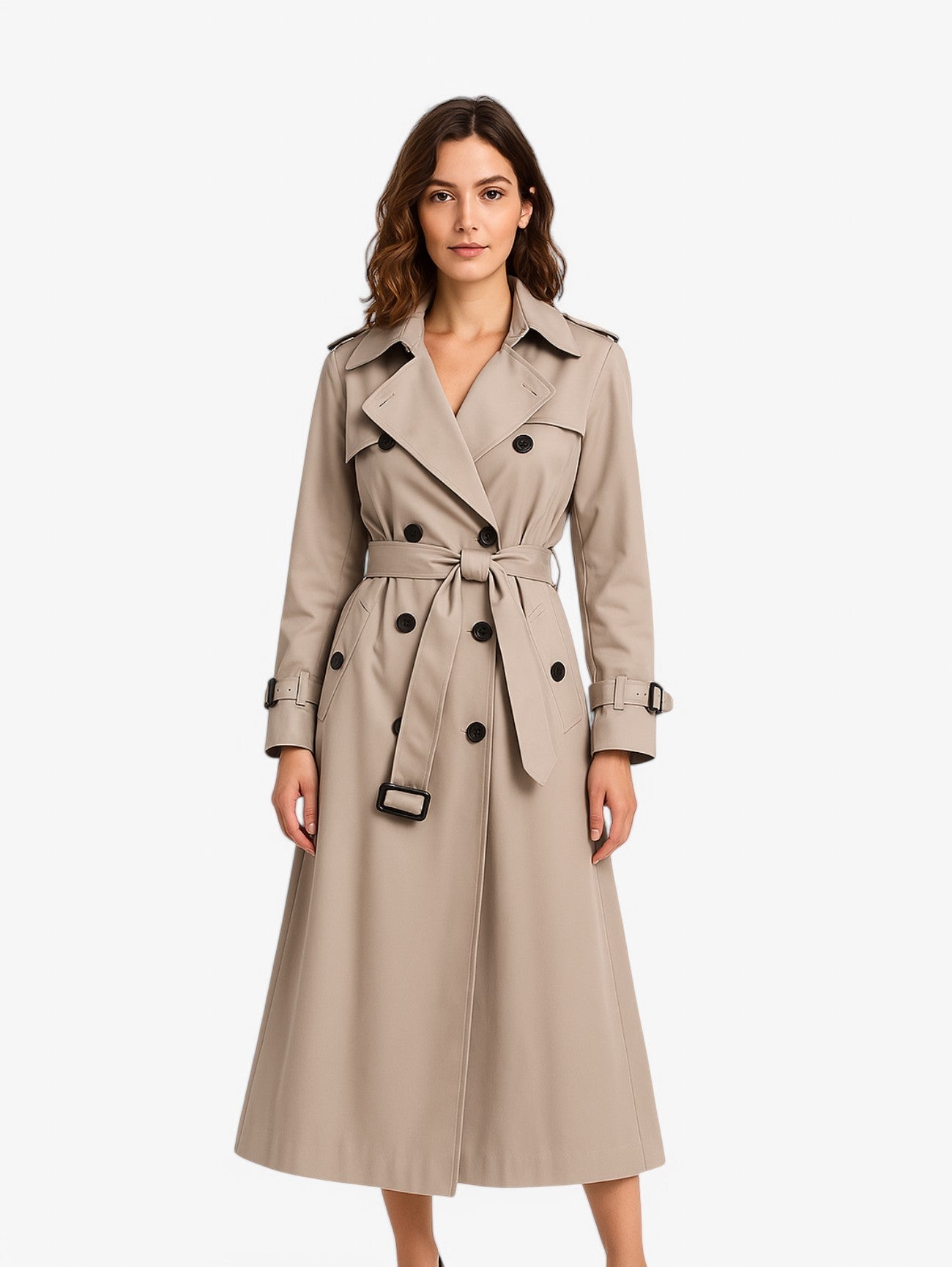 Women's Classic Vintage Slim Trenchcoat Coat with Adjustable Belt