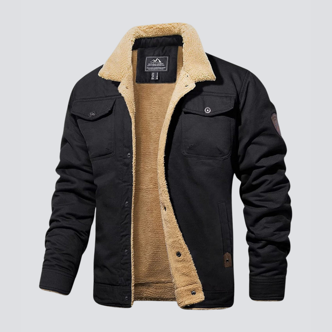 Bomber Collar Jacket - Button Front Casual Style