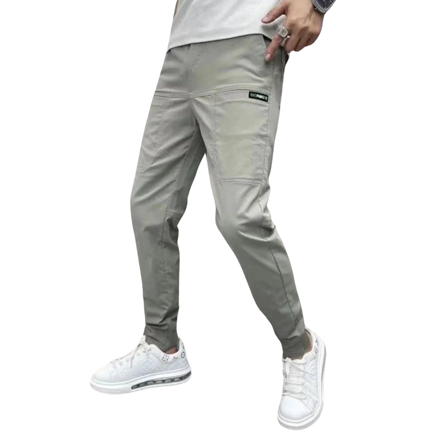 Slim Fit Tapered Work Trousers - Cuffed Ankle Design