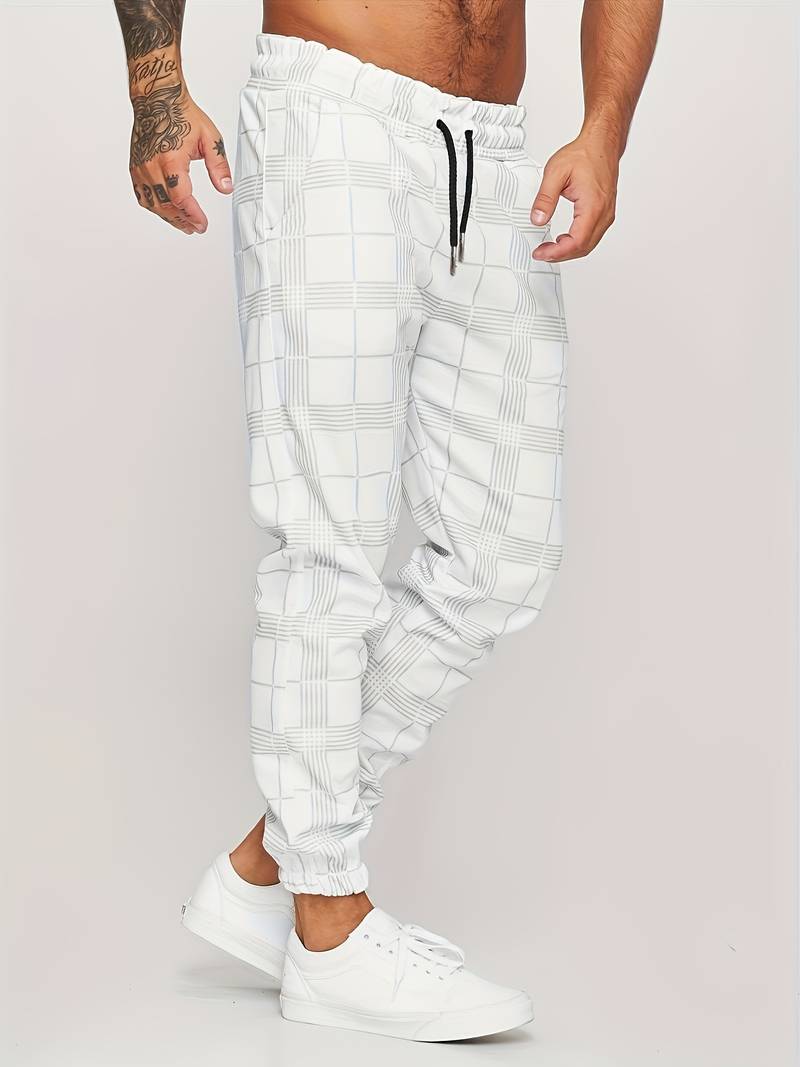 Check Print Joggers - Slim Fit with Tapered Ankle