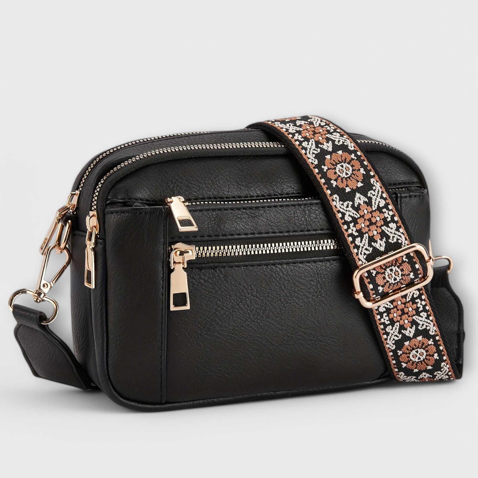 Crossbody Bag - Adjustable Strap with Front Zip Pockets