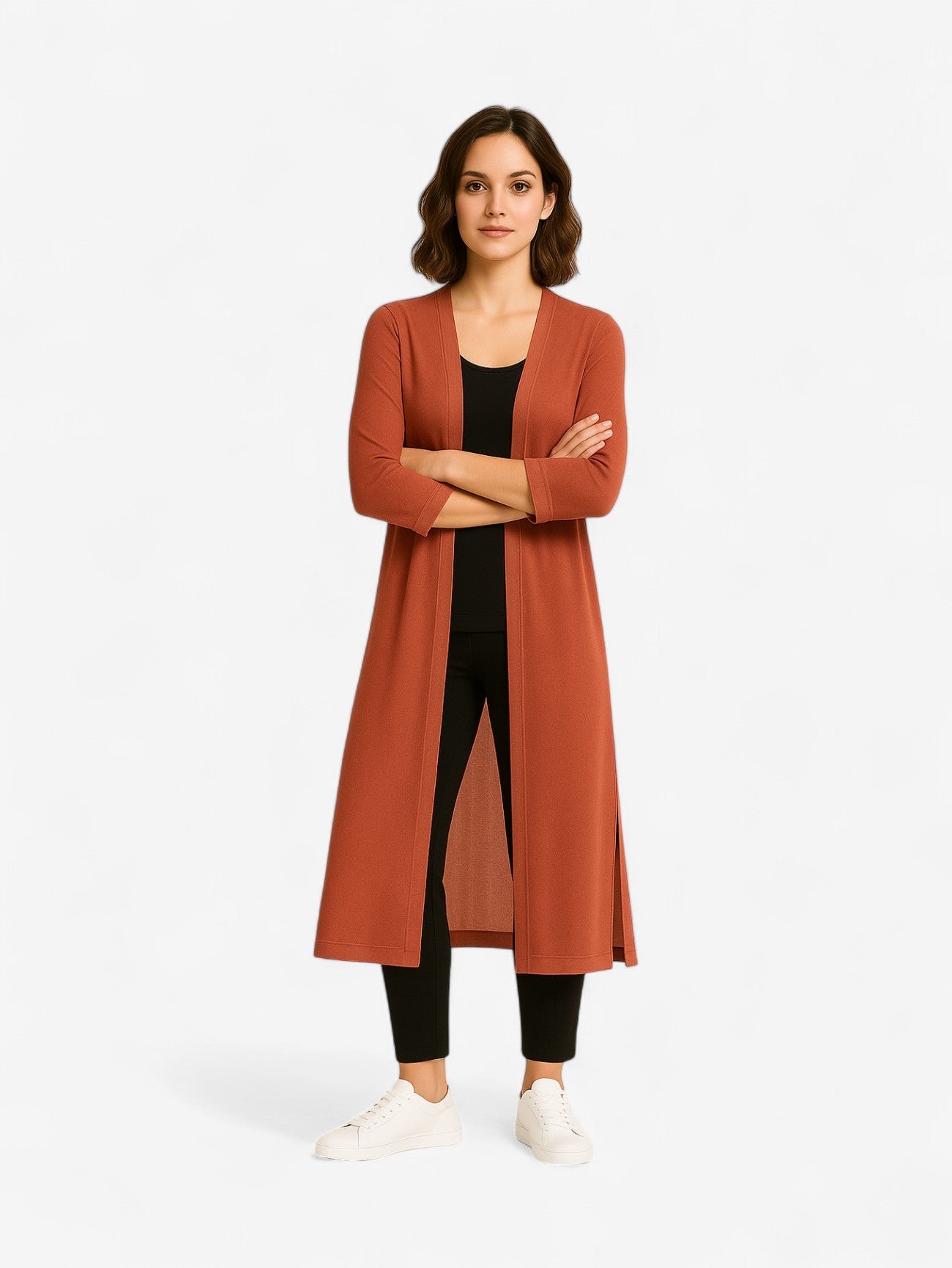 Women's Long Open Front Knitted Cardigan Vest