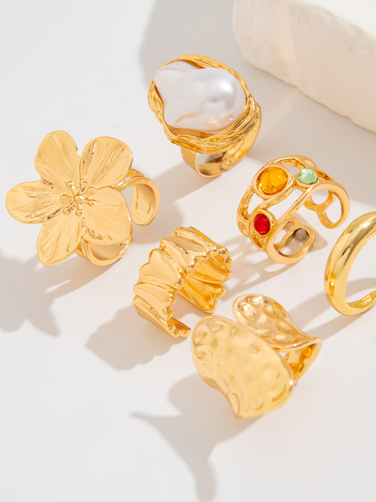 Ring Set | Statement Shapes and Textured Finish