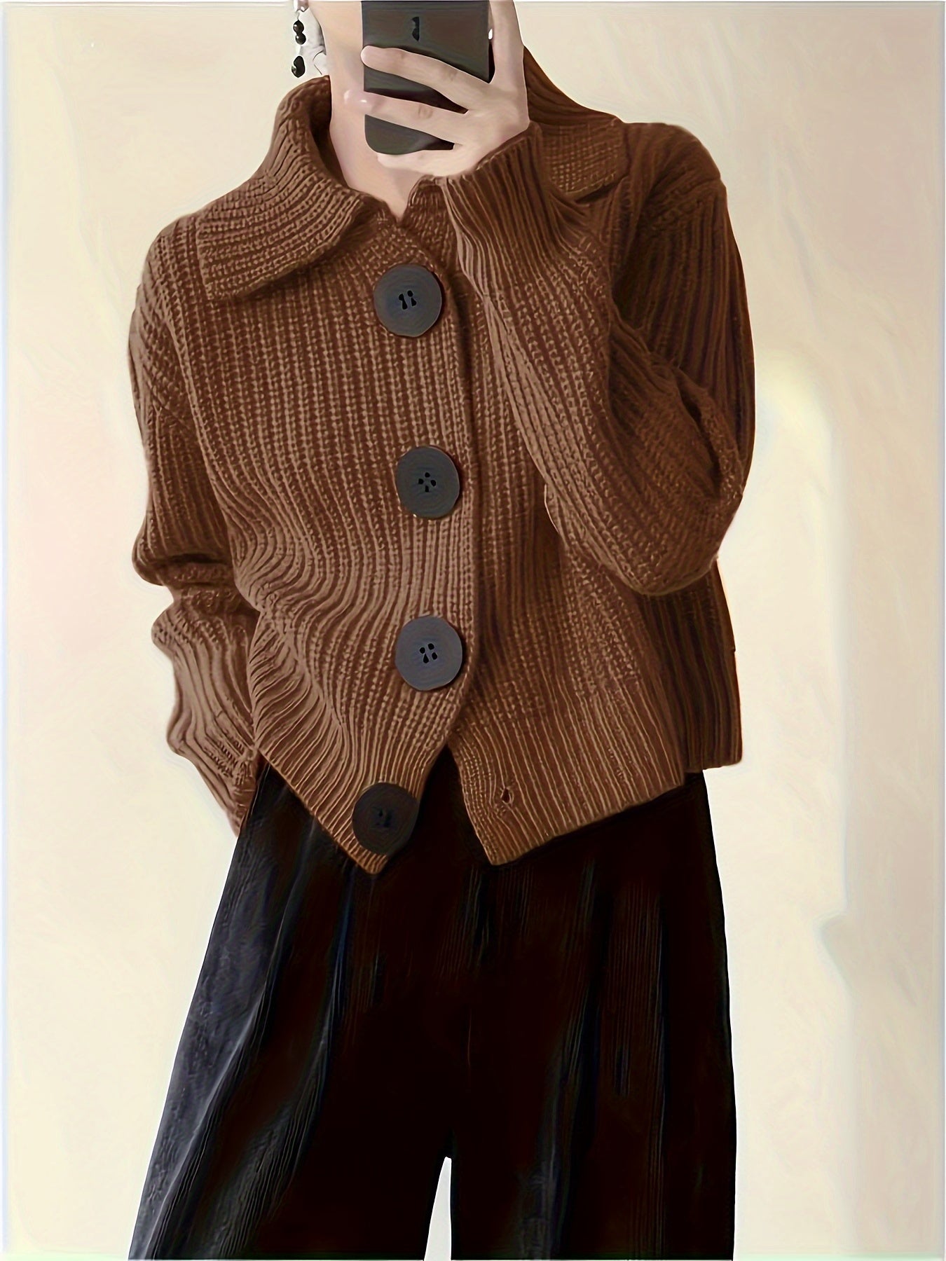 Cardigan | Oversized Fit with Large Button Detail