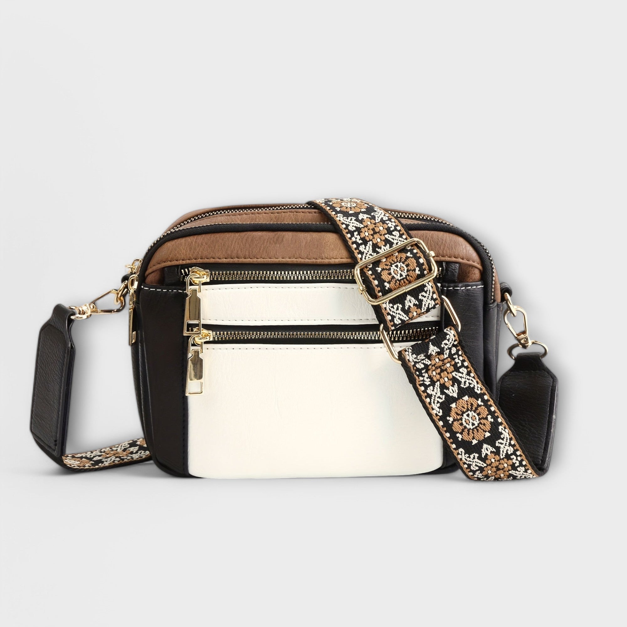Crossbody Bag - Adjustable Strap with Front Zip Pockets