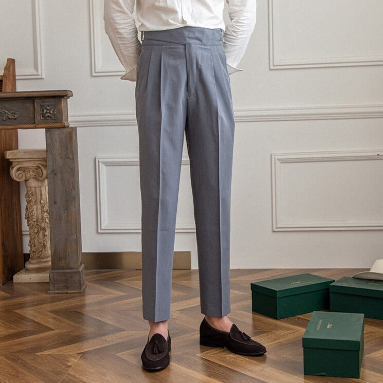 High Waist Formal Trousers | Tapered Fit with Pleats