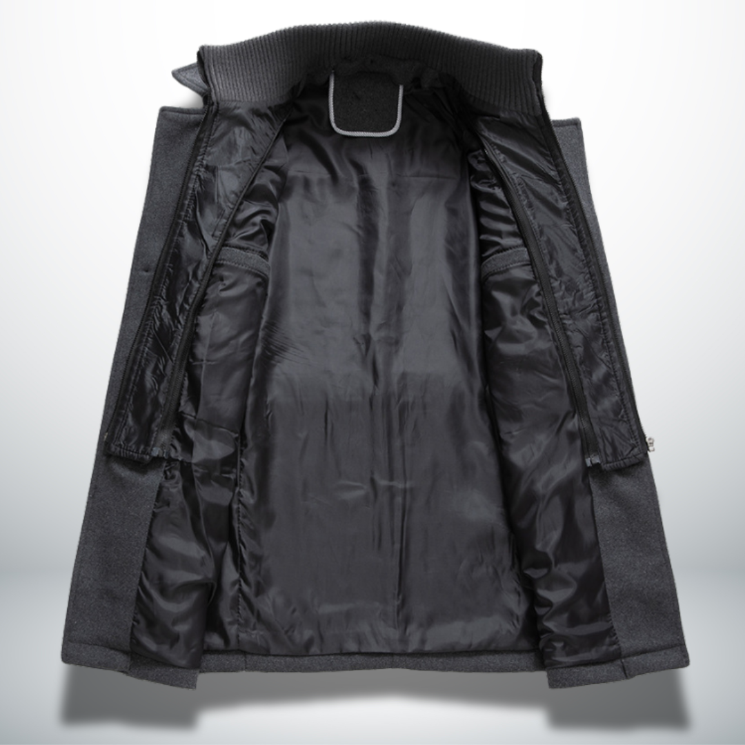 Trench Long Overcoat - Single Breasted with Multiple Pockets