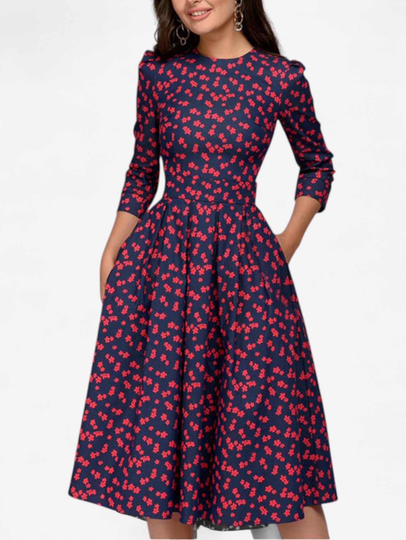 Women’s Summer Wedding Guest Formal Floral Midi Dress