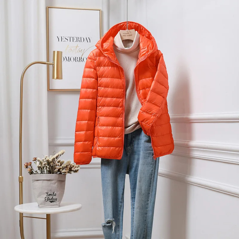 Puffer Jacket - Lightweight with Hooded Zip Front