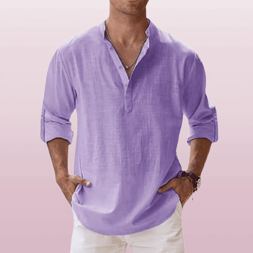 Men’s Casual Long Sleeve V-Neck Shirt