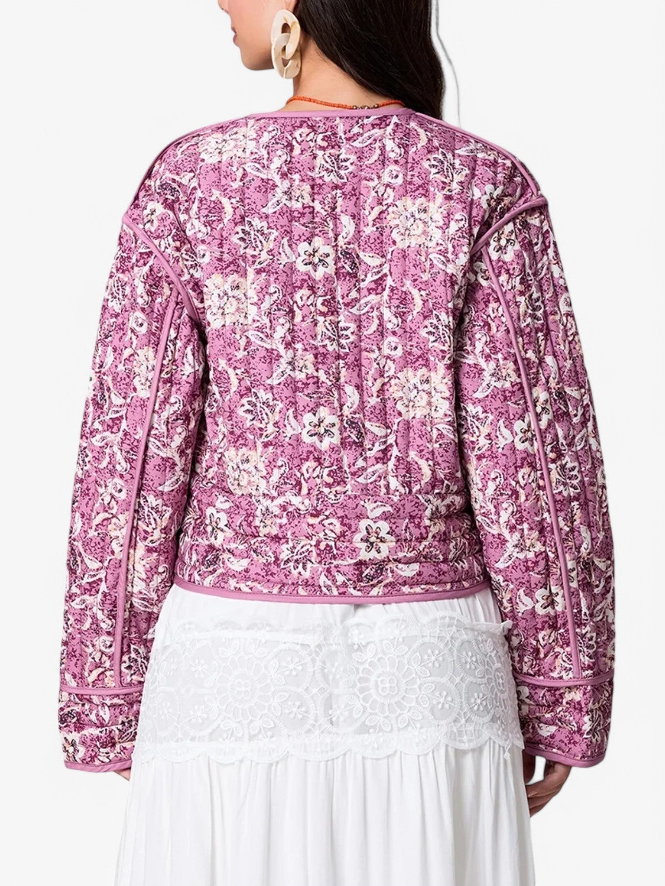 Women’s Floral Quilted Flower Puffer Jacket Coat