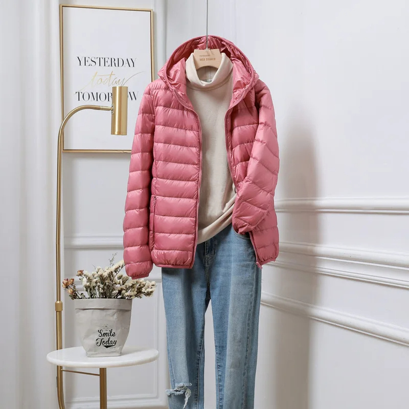 Puffer Jacket - Lightweight with Hooded Zip Front