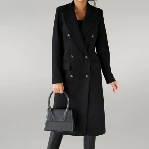 Longline Coat - Double Button Fit with Structured Lapels