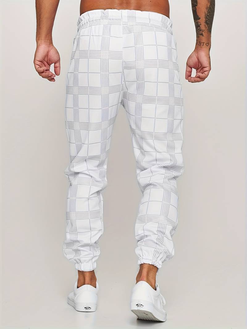 Check Print Joggers - Slim Fit with Tapered Ankle