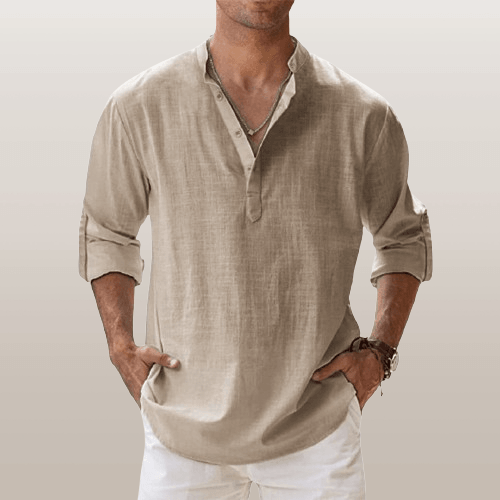 Men’s Casual Long Sleeve V-Neck Shirt