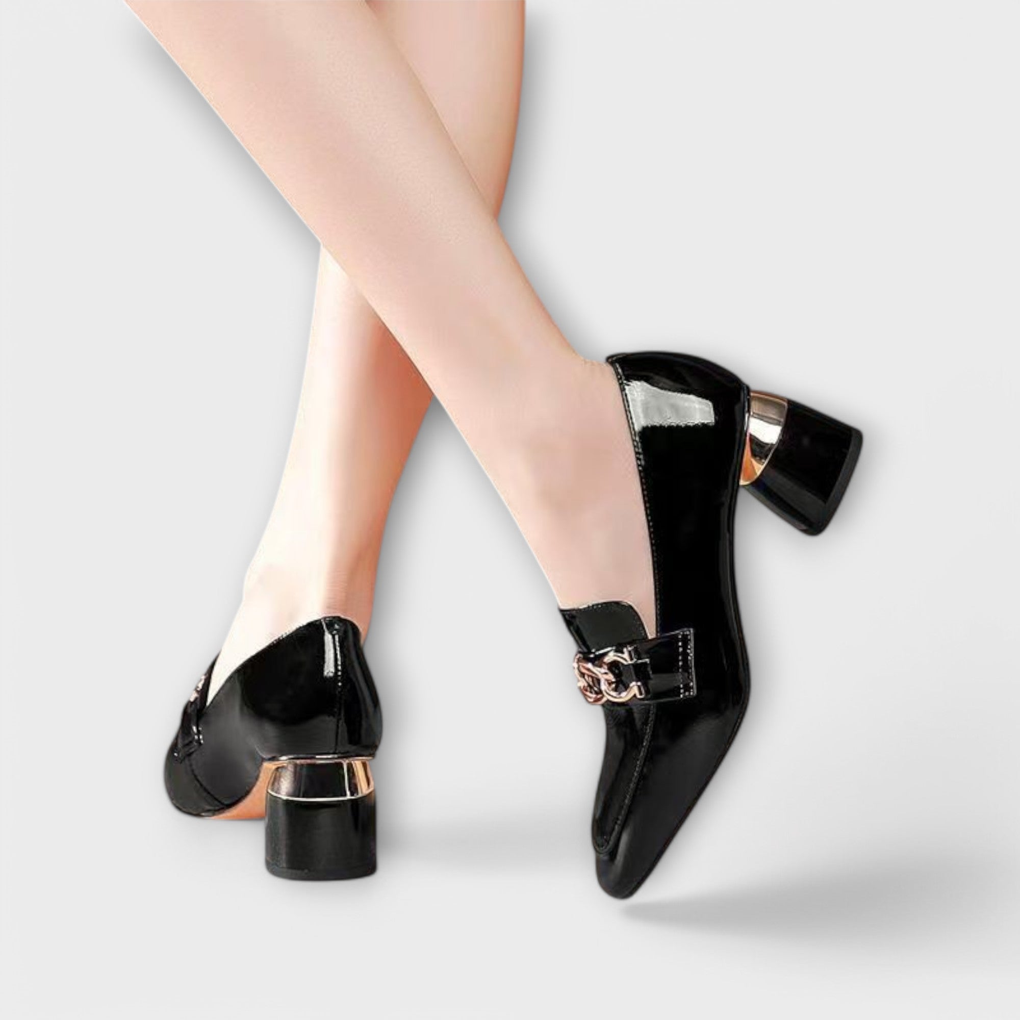 Loafers - Block Heel Slip On Shoes