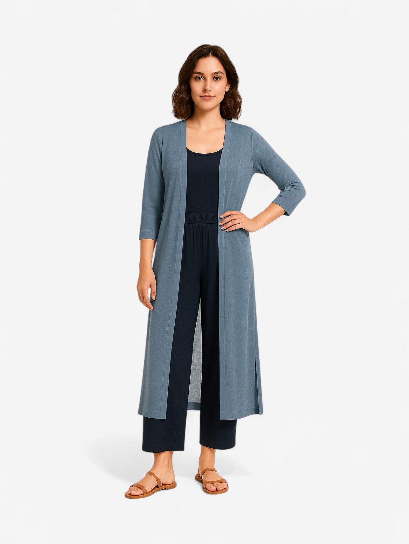 Women's Long Open Front Knitted Cardigan Vest