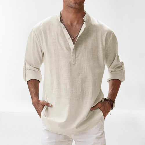 Men’s Casual Long Sleeve V-Neck Shirt